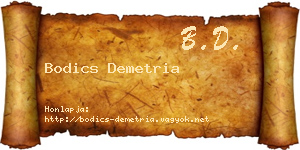 Bodics Demetria névjegykártya